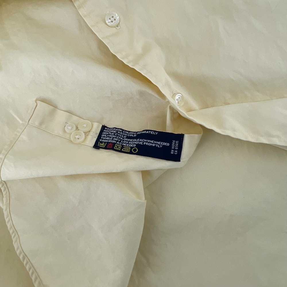 Nautica Mens Yellow 2 Ply Cotton Button Down Shirt Size 17 34/35 Long Sleeve - Picture 13 of 13